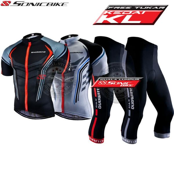 

[9d gel pad] cycling jersey clothing 3/4 pants set breathable ice silk anti uv outdoor racing sets, Black;blue