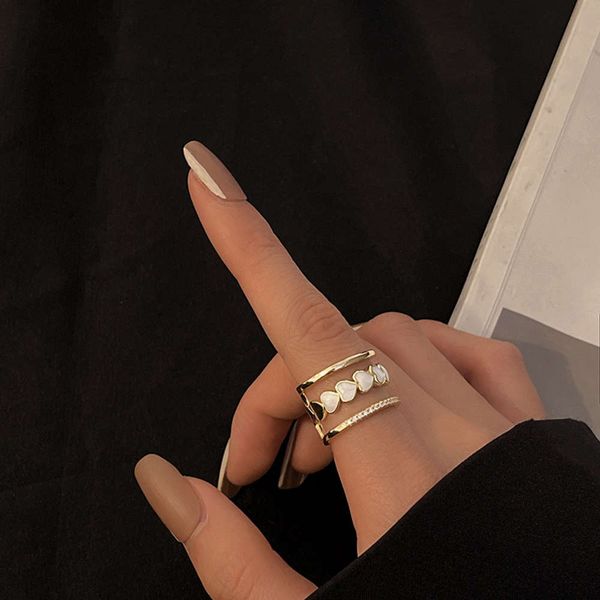 

french white shell love ring for women, Black