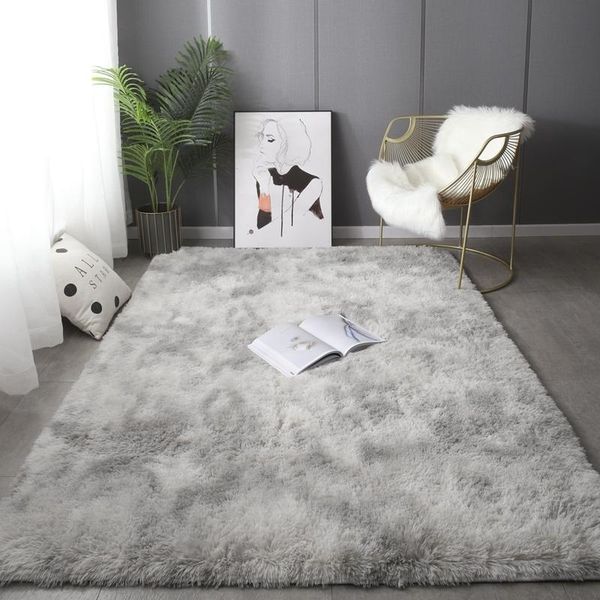 

carpets fluffy fur tie dye carpet for bedroom , home decor area rug in gray color soft machine washable living room floor mat