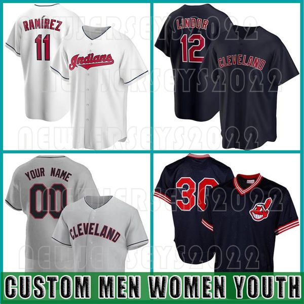 

custom cleveland francisco lindor joe carter indians retro jersey baseball 41 carlos santana trevor bauer jason kipnis cesar 11jose ramirez, Blue;black