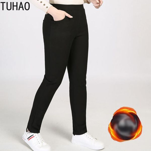 

women's pants & capris tuhao 2021 autumn winter plus size 9xl 8xl 7xl velvet middle age women extra large warm casual wm04, Black;white