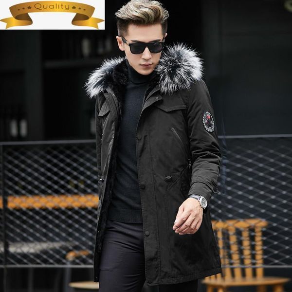 

real fur winter coat jacket men natural mink liner parka warm parkas mens 2021 chaqueta hombre yy714 men's leather & faux, Black