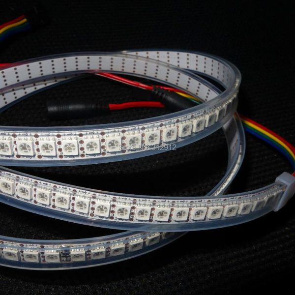 

meter white pcb 144pcs apa-102c addressable led pixel strip,144pixels/m;waterproof in silicon tube strips