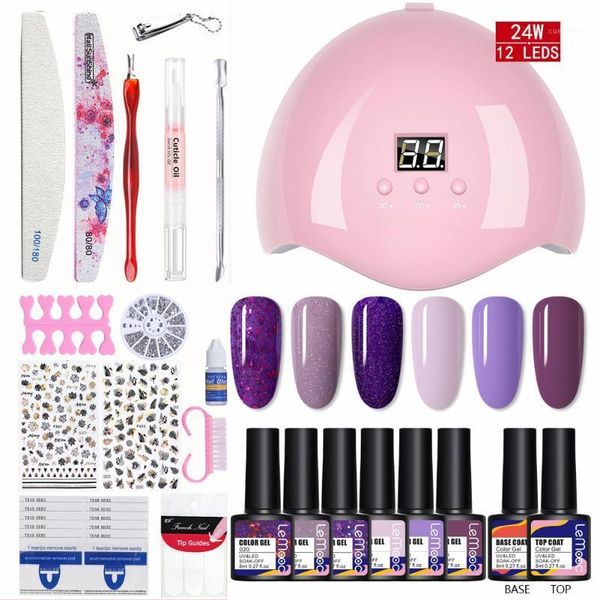 

8ml gel nail polish set tools for manicures 6/24/36w uv lamp kit art varnish kit1