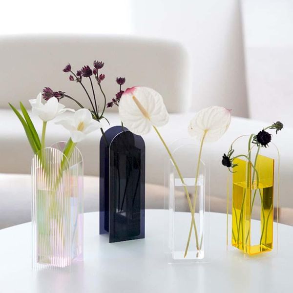 

vases nordic ins simple acrylic transparent vase decoration living room office arrangement dried flower water culture hydroponics