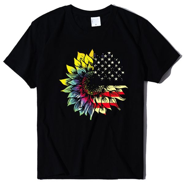 

summer large women's short sve color art print loose t-shirt, White