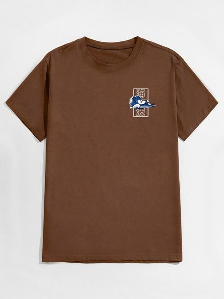 

romwe guys wave print tee 00ks#, White;black