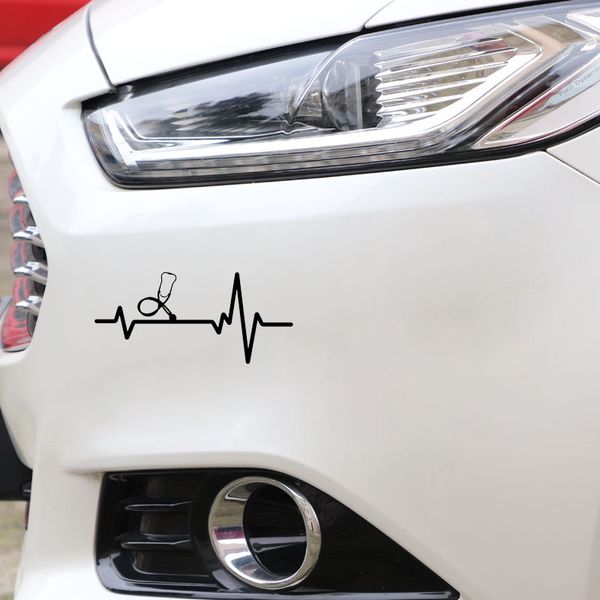 

14.6cm*6.7cm stethoscope scrubs medical heartbeat vinyl black/silver car sticker