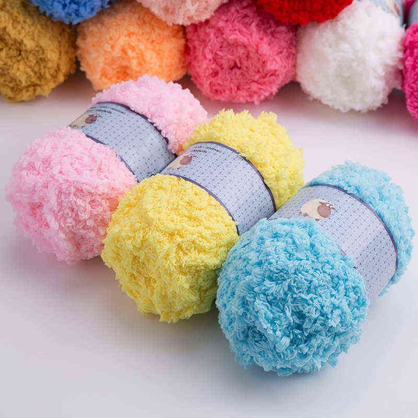 1 pc de lã espessa coral veludo fios macio fios de bebê mão confeitos em cashmere fios de crochet blank place suéter y211129