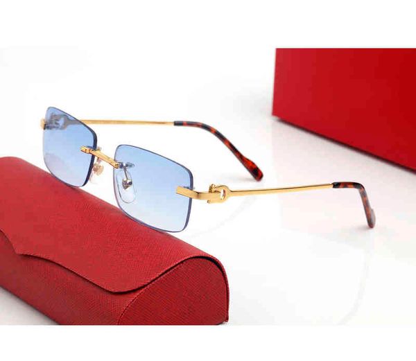 

2022 factory wholesale vintage randloze vierkante zonnebril mannen oculos nieuwe lens vorm schaduw metalen frame clear leesbril gafas vrouwe, White;black