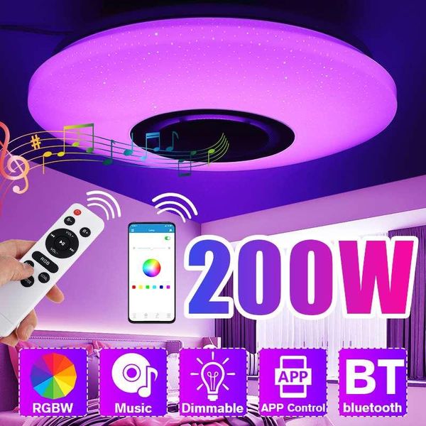 

ceiling lights modern led 200w remote control home lighting app bluetooth music light bedroom lamps smart lamp