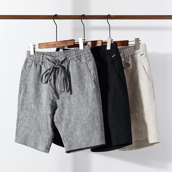 

linen style yarn-dyed 100% gray brand shorts men trendy breathable short masculino 30-38 bermuda masculina men's, White;black