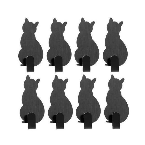 

8pcs home decorative hooks cat shaped nail adhesive towel key hanger coat wall mounted decoration hook & rails
