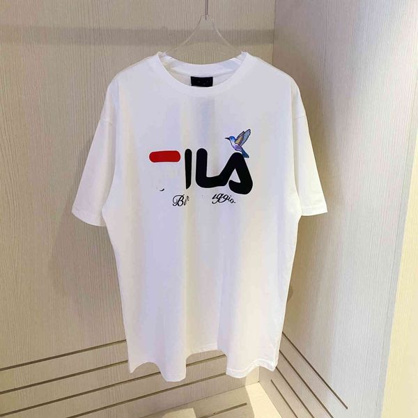 

luxury design fl bird sequin embroidered round neck half sleeve t-shirt south korea summer letter print casual short sleeve girl, White