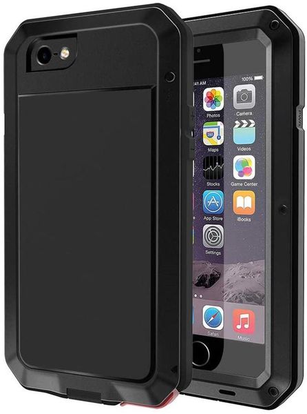 

cell phone pouches 6 / 6s case, heavy duty shockproof [tough armour] metal case with built-in screen protector, 360 full body protect