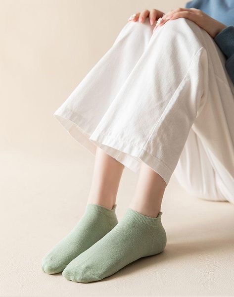 

socks & hosiery women's short spring and summer thin breathable boat sock japanese style simple solid cotton, Black;white