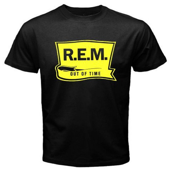 

New R.E.M Out Of Time Logo Men's Black T-Shirt Size S-3XL, White;black