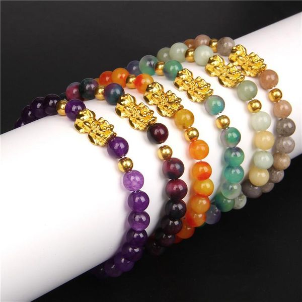 

beaded, strands feng shui stone beads bracelet men women wristband gold pixiu wealth good lucky jewelry christmas gifts, Black