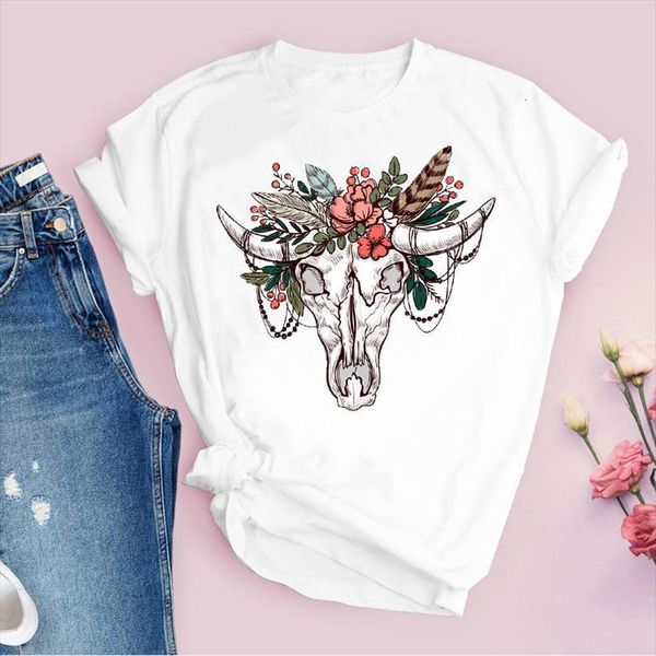 

men printing graphic heifer mens t shirt bull flower cartoon 90s cute floral print lady tees clothing female, White;black
