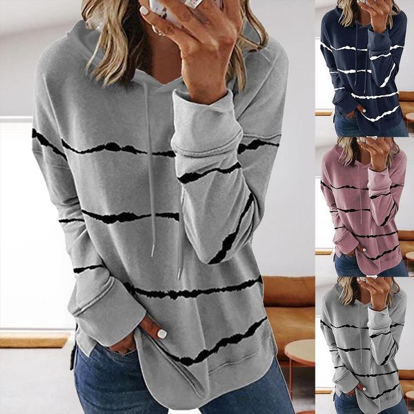 

female striped elegant jumpers womens sweaters casual long sleeve pullover stripe print women oversized hoodie sweatshirt for shopping, White;black