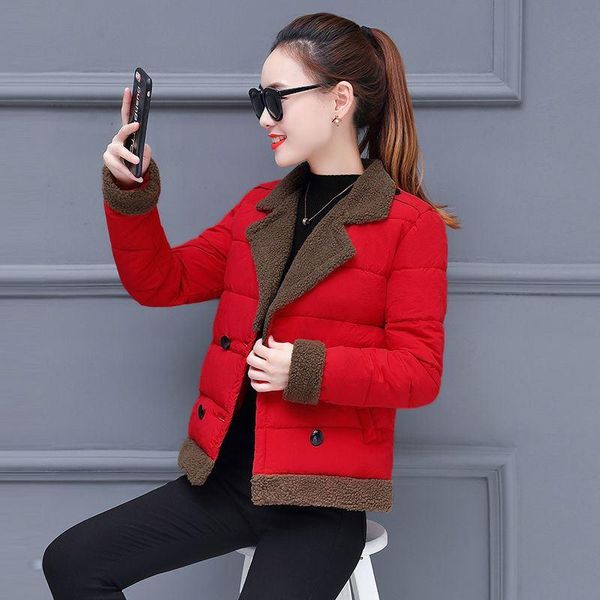 

women's trench coats 2021 turn down collar women winter coat female outerwear ladies thick warm short jacket slim double-breasted femin, Tan;black