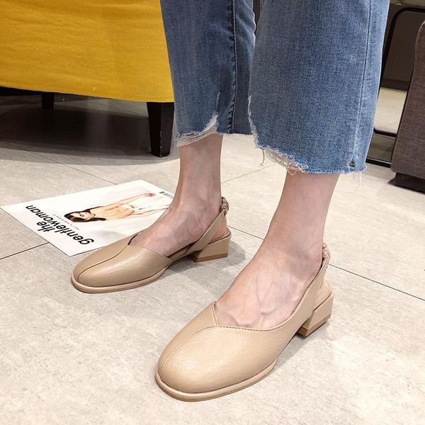 

sandals fashion low-heeled grandma shoes 2021spring and summer casual women's comfortable versatile single, Black