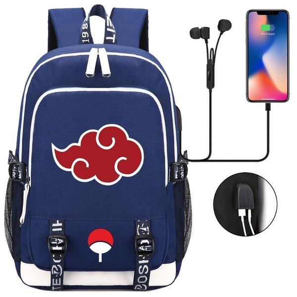 

uzumaki narutoes red cloud usb charging backpack notebook laptravel bags students schoolbags