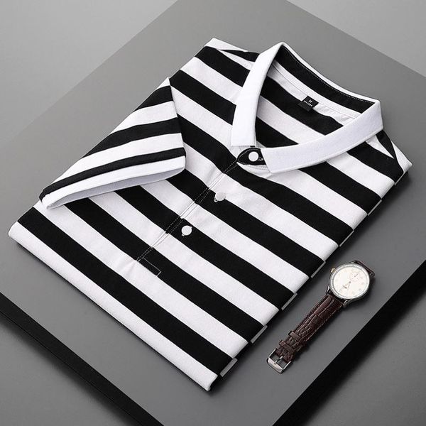 

men's polos 2021 shirt men summer cotton mens short-sleeved mbroidery casual business breathable, White;black