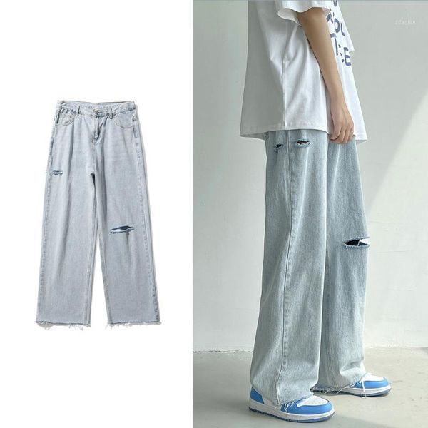 

men's jeans men's 2022 hip hop harem pants men loose joggers denim casual sweatpants male korean style trousers streetwear, Blue