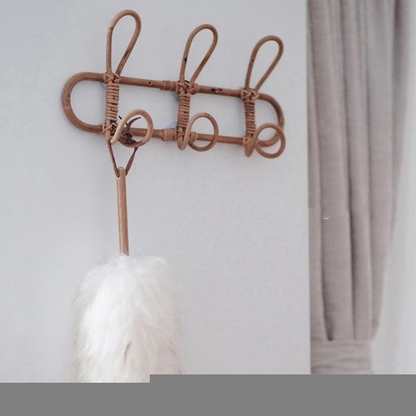 

vintage rattan clothes hanger kids garments organizer rack children room decoration wall hangers & racks