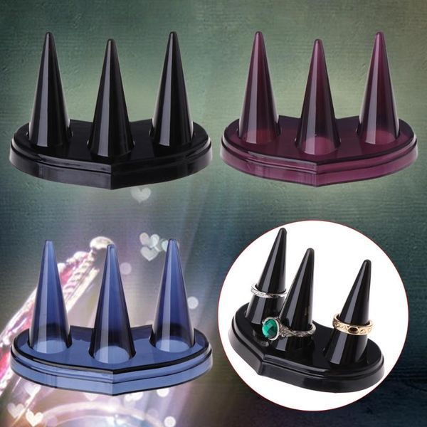 

jewelry pouches, bags finger ring display holder 3 mounts decor storage stand rack accessories, Pink;blue
