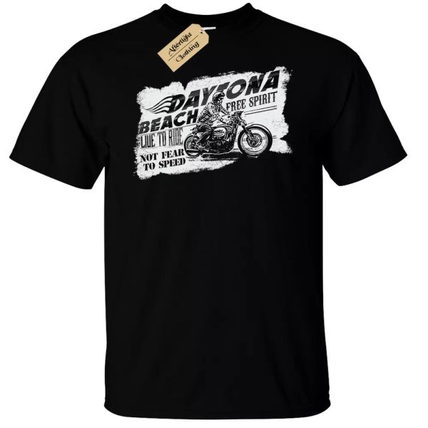 

daytona beach shirt mens spirit ride biker who top, White;black