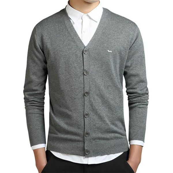 

men's sweaters autumn winter men casual v-neck cardigan solid 100%cotton harmont embroidery long sleeve blaine business, White;black