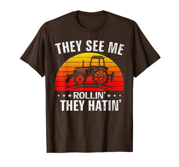 

Retro They See Me Rollin They Hatin Funny Tractor-Farmer T-Shirt, Mainly pictures