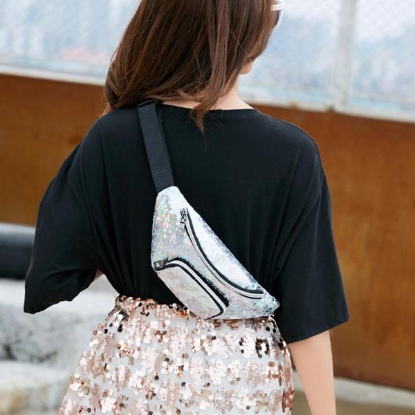 

fashion women girls waist fanny pack belt bag pouch hip bum travel sport small purse pvc black pink silver yellow purple bags