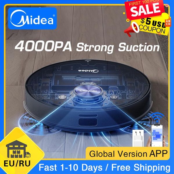 

midea m7 robot vacuum cleaner for home 4000pa suction cleaning automatically charge mop dust collector smart planned aspirator cleaners