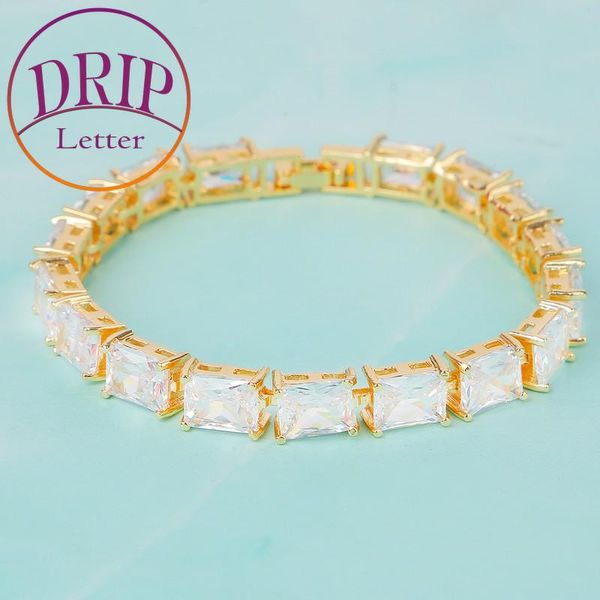 

link, chain gold color men bracelet hip hop copper jewelry, Black
