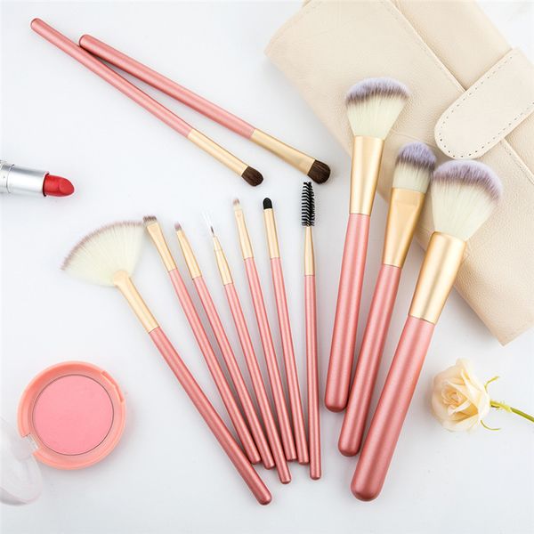

12pcs/set persian wool makeup brushes set professional make up beauty brush with storage roll bag makebrush kit