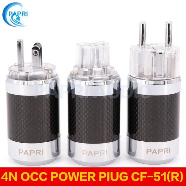 

smart power plugs papri cf-51(r) carbon fiber 4n occ copper rhodium plating usa european male and female standard ac plug ncf nanostructures