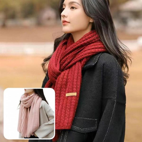 

scarves winter scarf fine workmanship elegant cold resistant woolen yarn knitted long women for outdoor, Blue;gray
