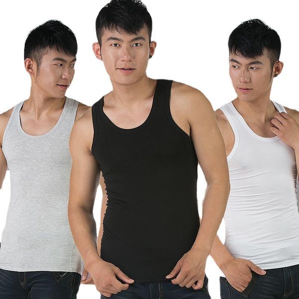

men' tank men' cotton bottoming shirt collar hurdle pure white fine thread vest sweatshirt wholesale, White;black