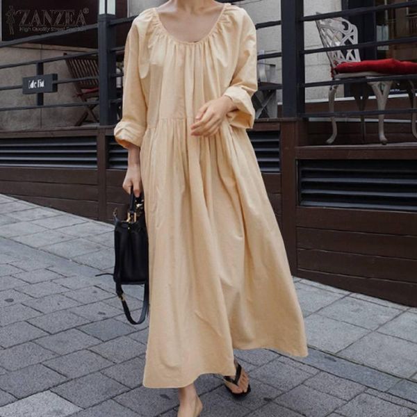 

casual dresses maxi long dress for women 2022 ladies vintage vestidos solid robe femme plus size 5xl autumn sleeve sundress, Black;gray