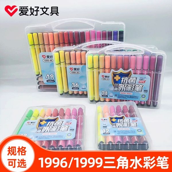 

zle1 love 1996 triangle painting pens set children's graffiti watercolor kindergarten watercolor pen, Black;red