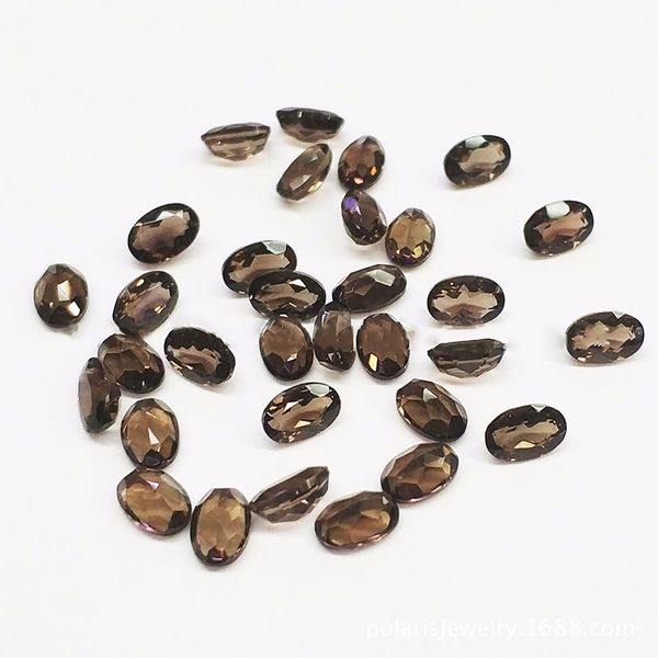 

loose gemstones oval shape 3x5-6x8mm trillion facet cut 100% authentic natural smoke quartz crystal for jewelry making 100pcs/lot, Black