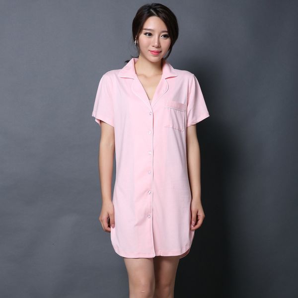 

sleepwear female short button down bamboo nightgown soft sleepwear pjs pajama, Black;red