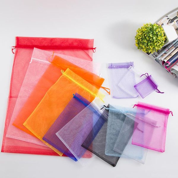 

gift wrap 10pcs 5x7 7x9 9x12 10x15 11x16 13x18cmtransparent organza bags wedding candy box packaging birthday party wrapping