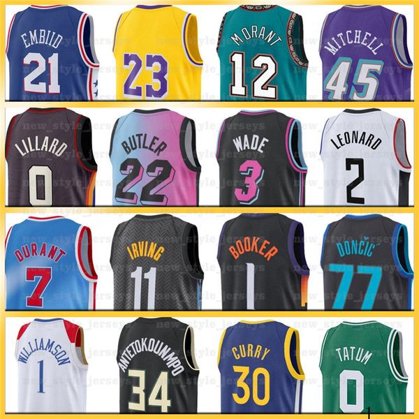 

kevin kyrie harden durant irving antetokounmpo basketball jerseys booker dwyane ja luka morant doncic wade kawhi z3 leonard george luka joel, Black;red