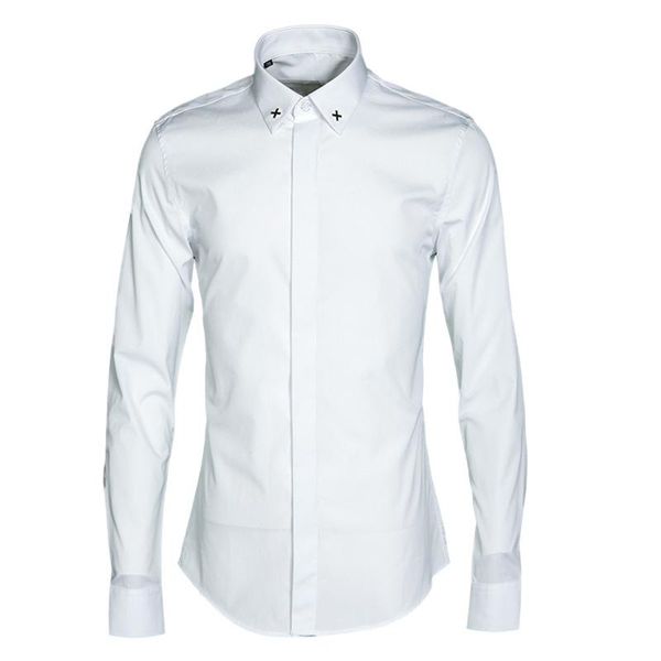 

men shirt luxury matel rivet long sleeve mens dress plus size 4xl fashion casual slim fit black white shirts man men's, White;black