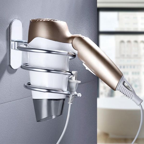 

bathroom shelves metal hair dryer holder stand space saving wall mount hairdryer shelf storage rack spiral bracket