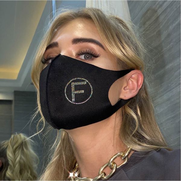 

disposable non washable fashion men's black mask women's three-dimensional drill letter thin dust and sunscreen star same